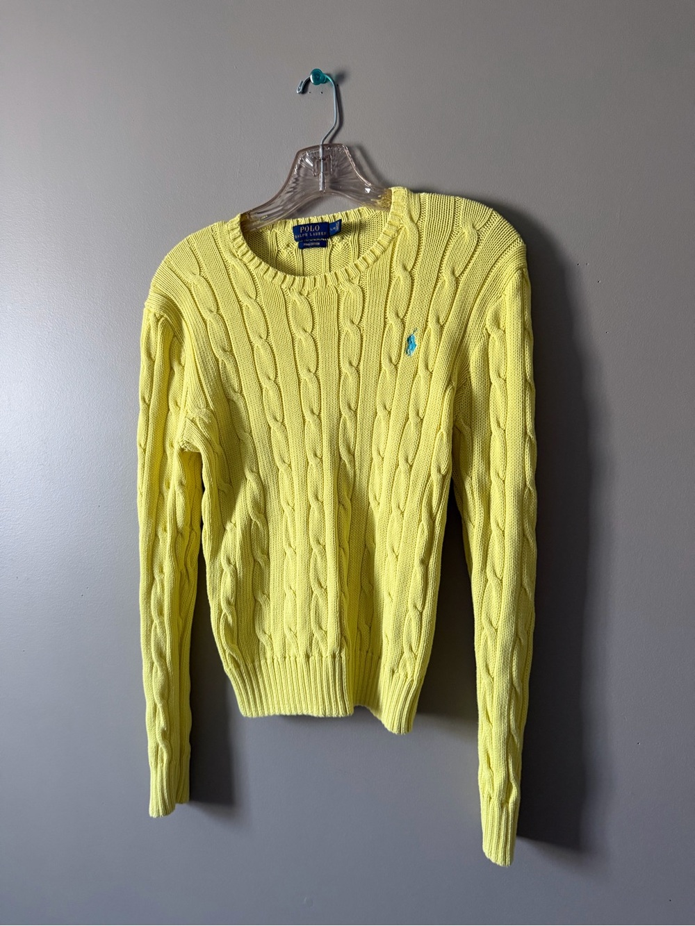 Polo by Ralph Lauren Bright Yellow Cable Crewneck Sweater